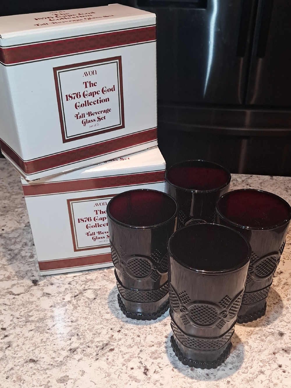 NEW IN BOX! Vintage Avon 1876 Cape Cod Collection Glass Set (2 Sets Of 2)